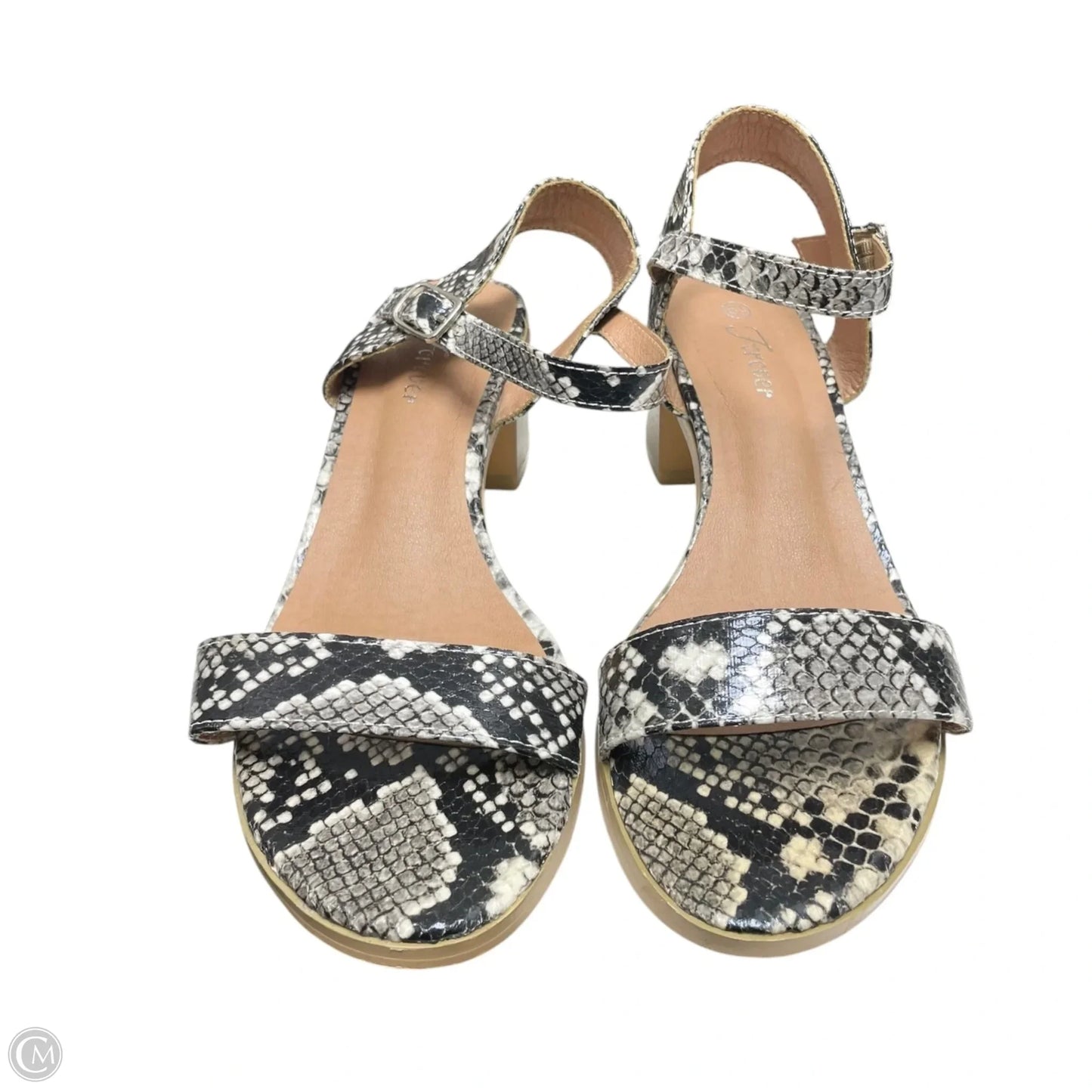 Sandals Heels Block By Forever In Snakeskin Print, Size: 6.5