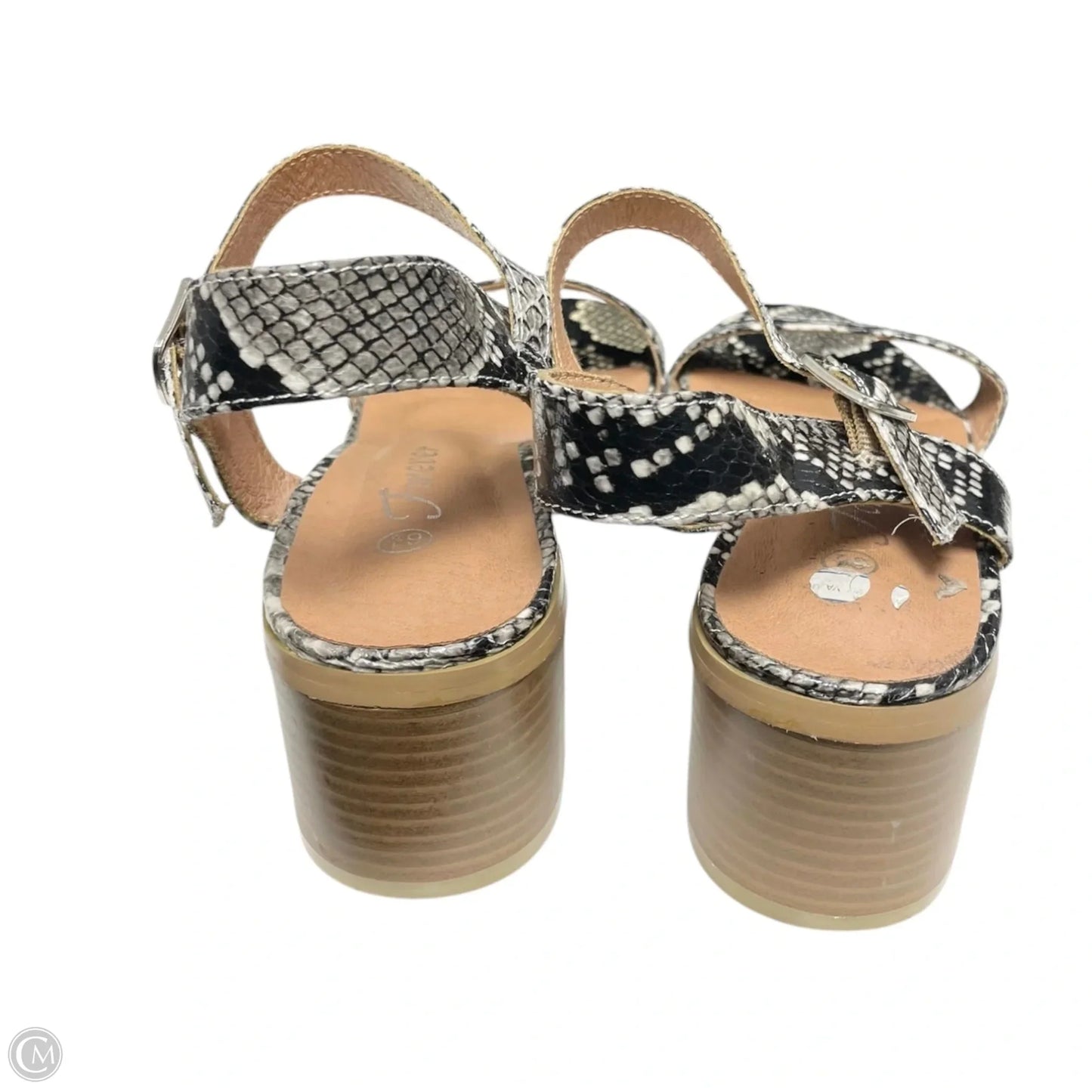 Sandals Heels Block By Forever In Snakeskin Print, Size: 6.5