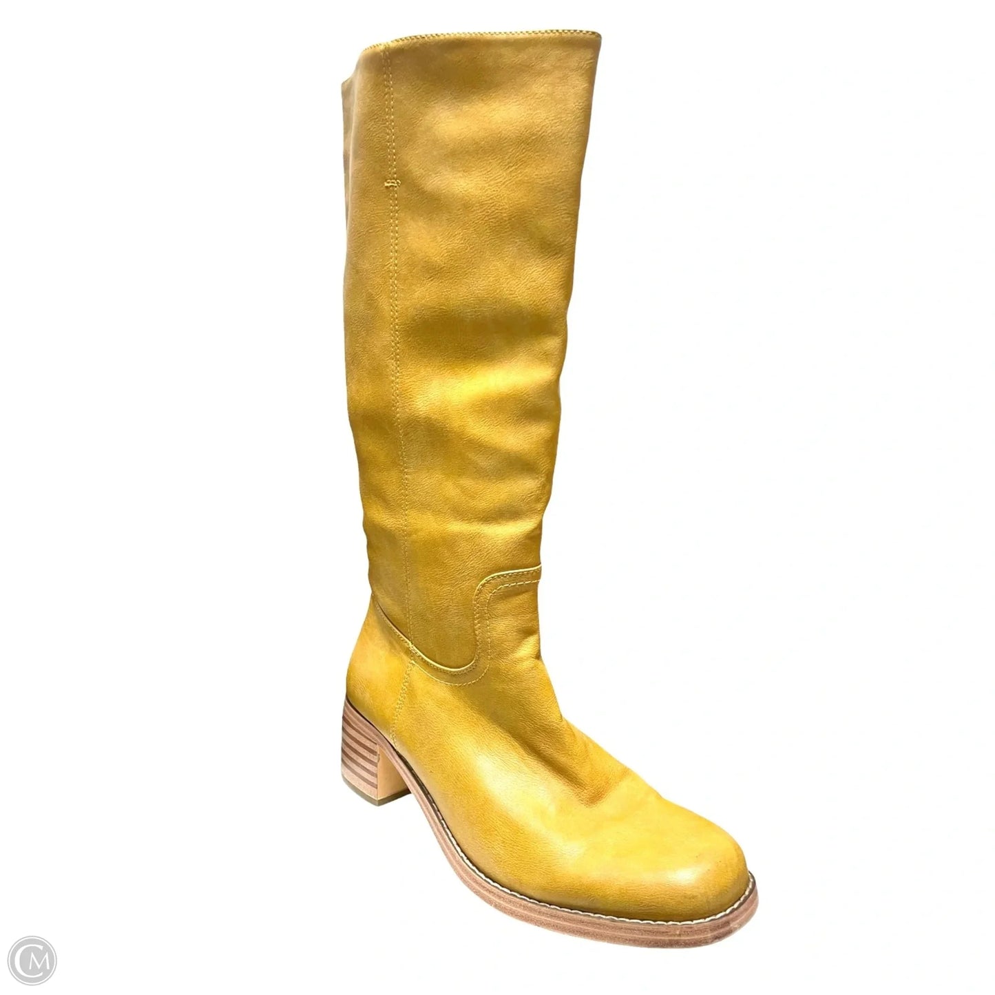 Boots Mid-calf Heels By Clothes Mentor In Yellow, Size: 9.5