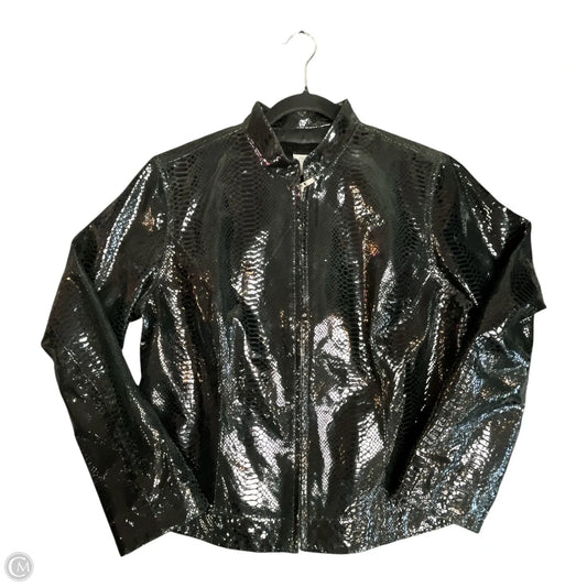 Jacket Leather By Chicos In Snakeskin Print, Size: L