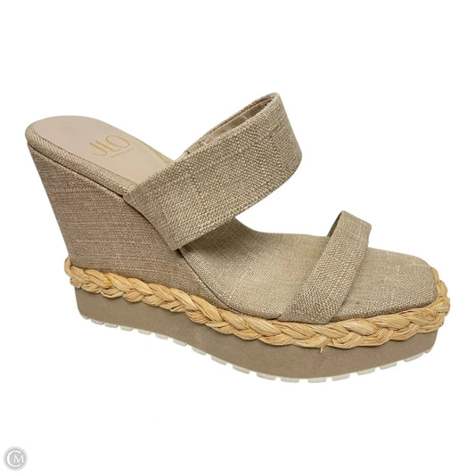 Sandals Heels Wedge By Jennifer Lopez In Tan, Size: 8