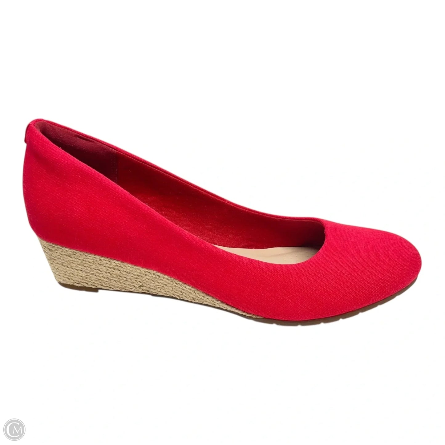 Shoes Heels Wedge By Clarks In Red & Tan, Size: 9.5