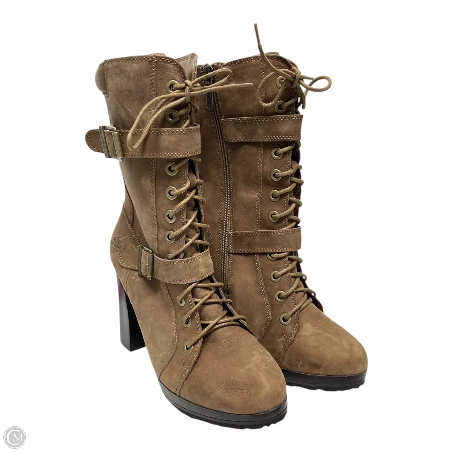 Boots Ankle Heels By Harley Davidson In Brown, Size: 9