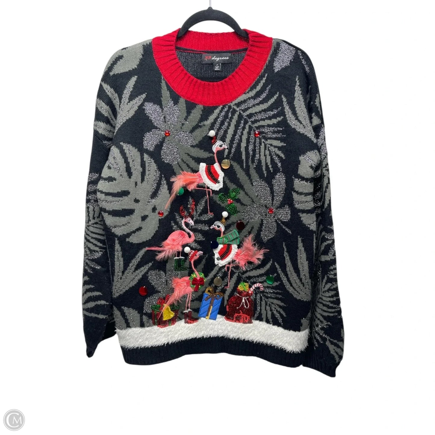 Sweater By Clothes Mentor In Black & Red, Size: L