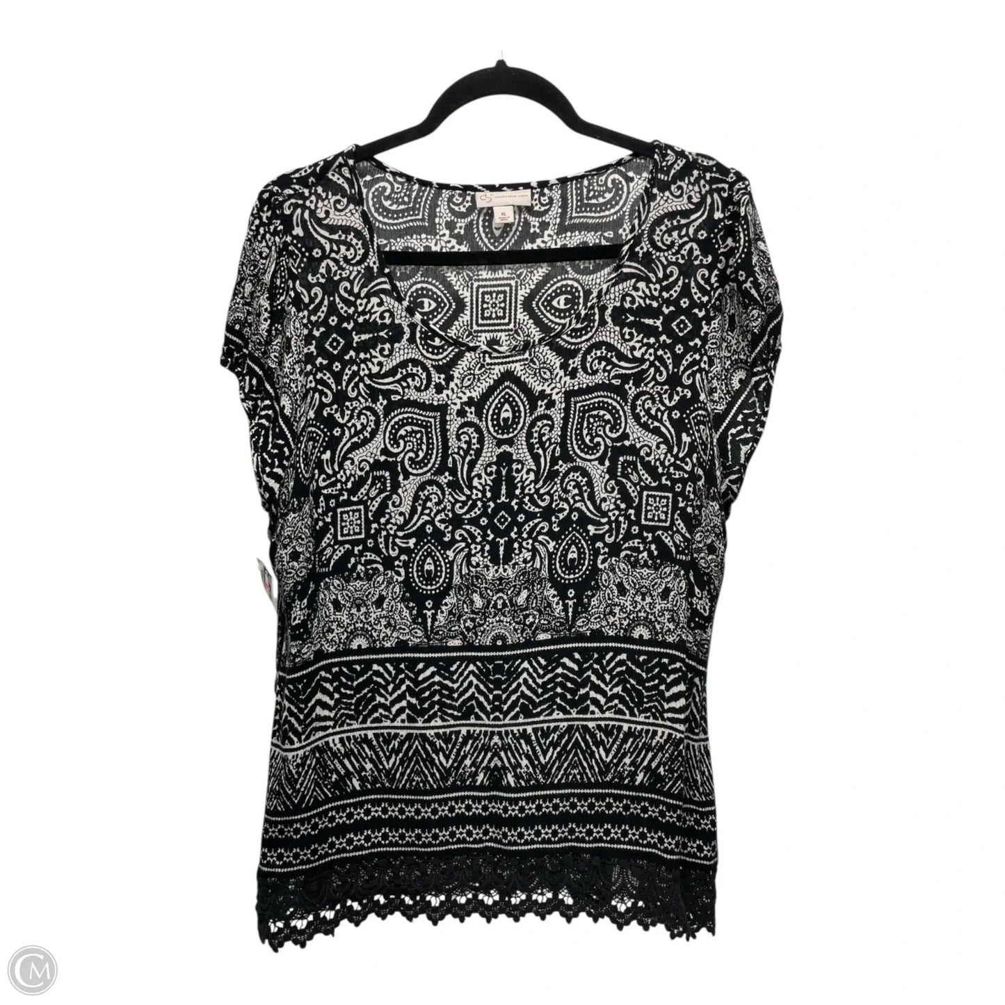 Top Sleeveless By Clothes Mentor In Black & White, Size: Xl