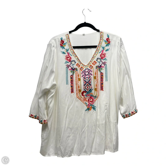 Top 3/4 Sleeve By Clothes Mentor In Floral Print, Size: 2x