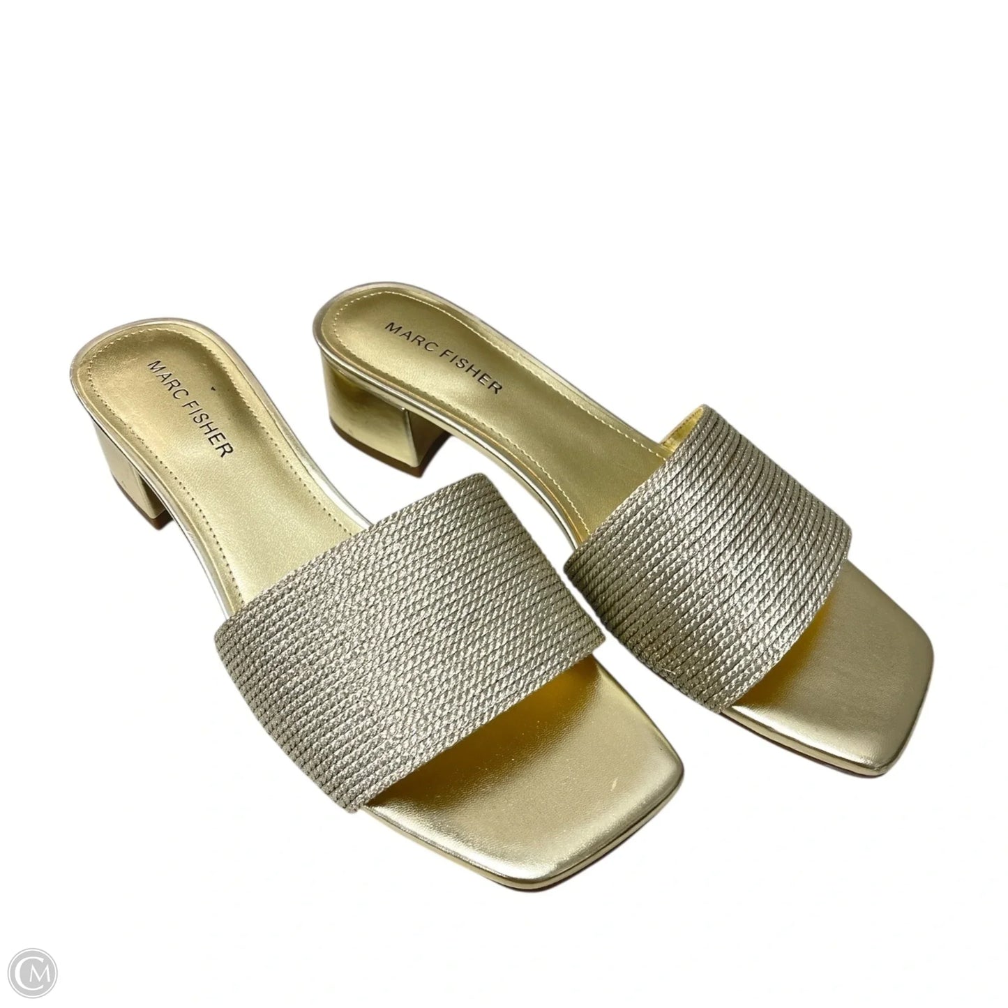Sandals Heels Block By Marc Fisher In Gold, Size: 7.5