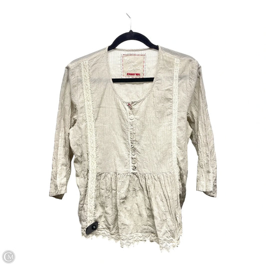 Top Long Sleeve Designer By Johnny Was In Grey & White, Size: Xs