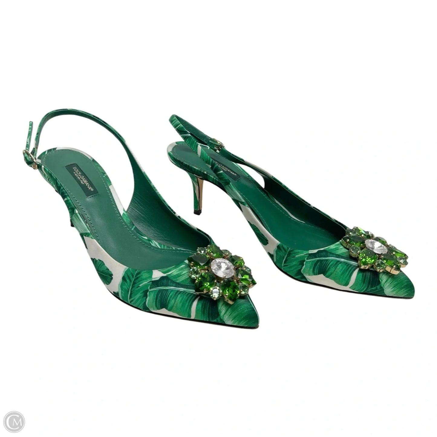 Shoes Luxury Designer By Dolce And Gabbana In Green & White, Size: 7.5
