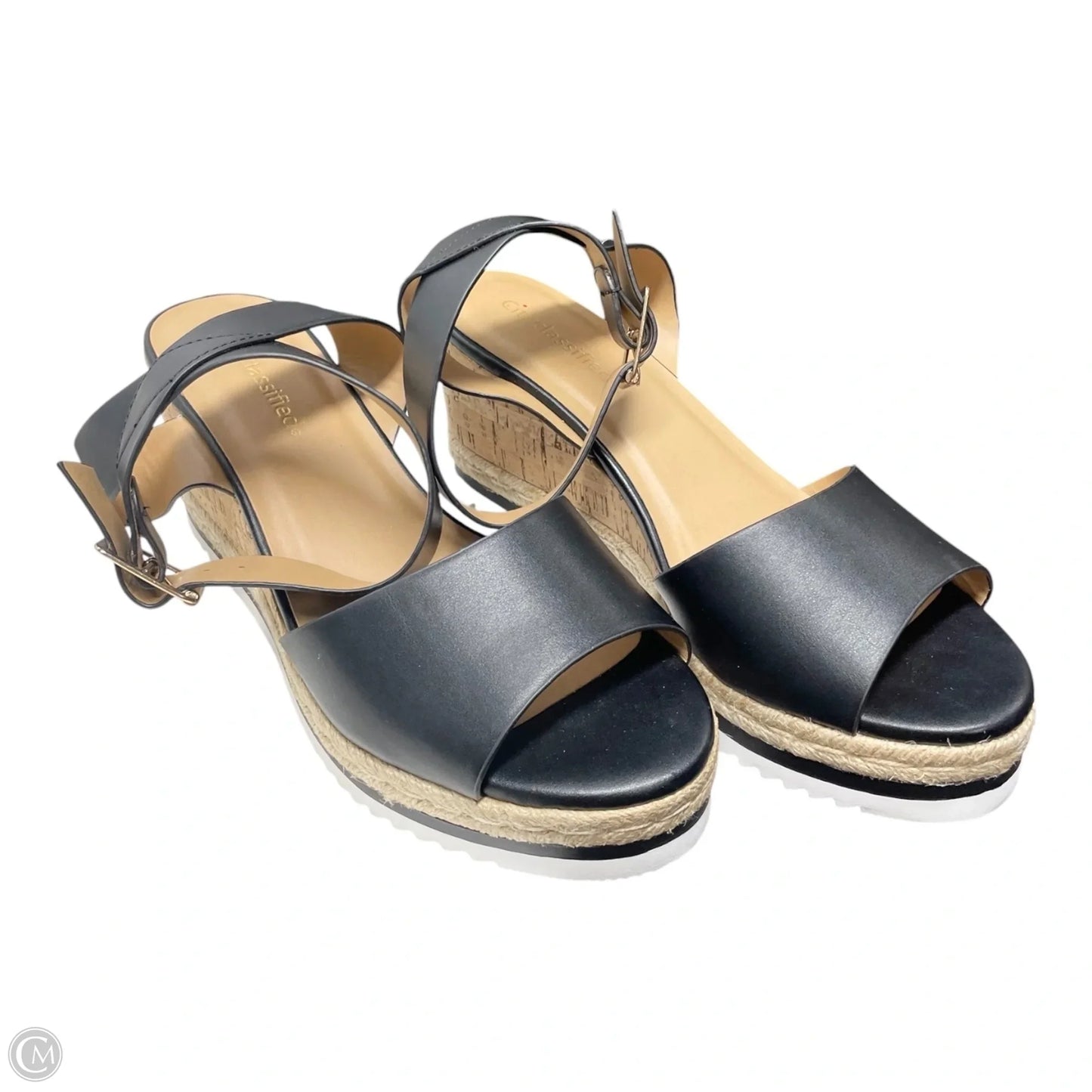 Sandals Heels Wedge By City Classified In Black & Tan, Size: 9