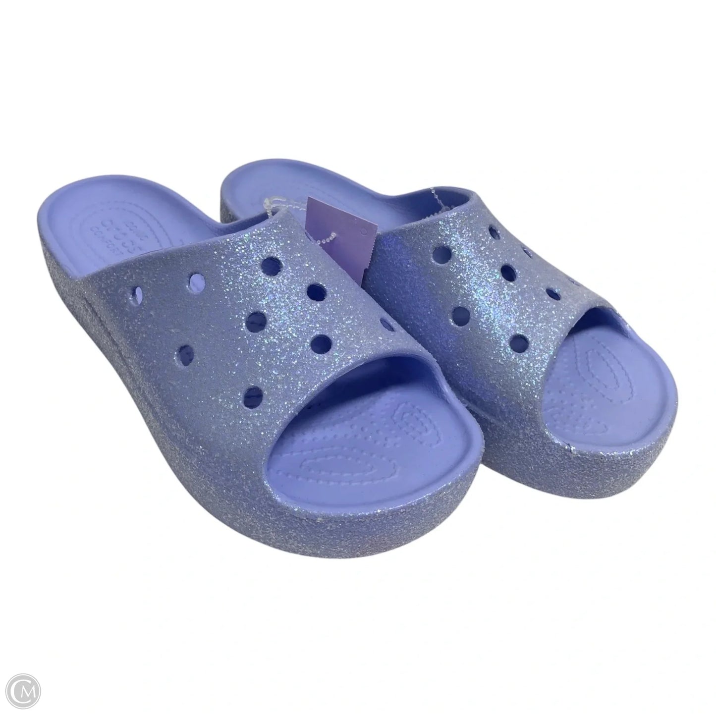 Sandals Heels Platform By Crocs In Blue, Size: 8