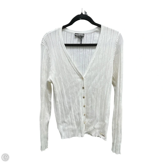 Cardigan Designer By Halston In White, Size: L