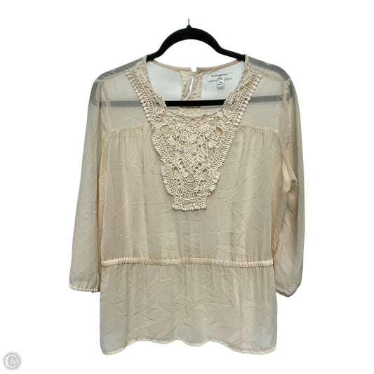 Top Long Sleeve By Banana Republic In Beige, Size: Lp