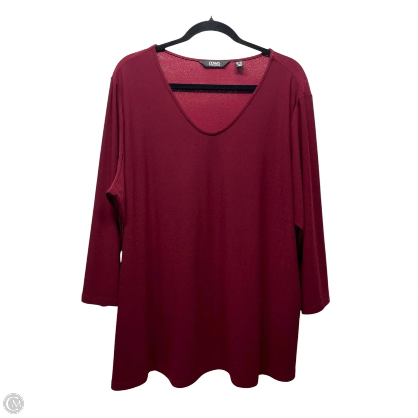 Top Long Sleeve By Dennis Basso Qvc In Maroon, Size: 2x