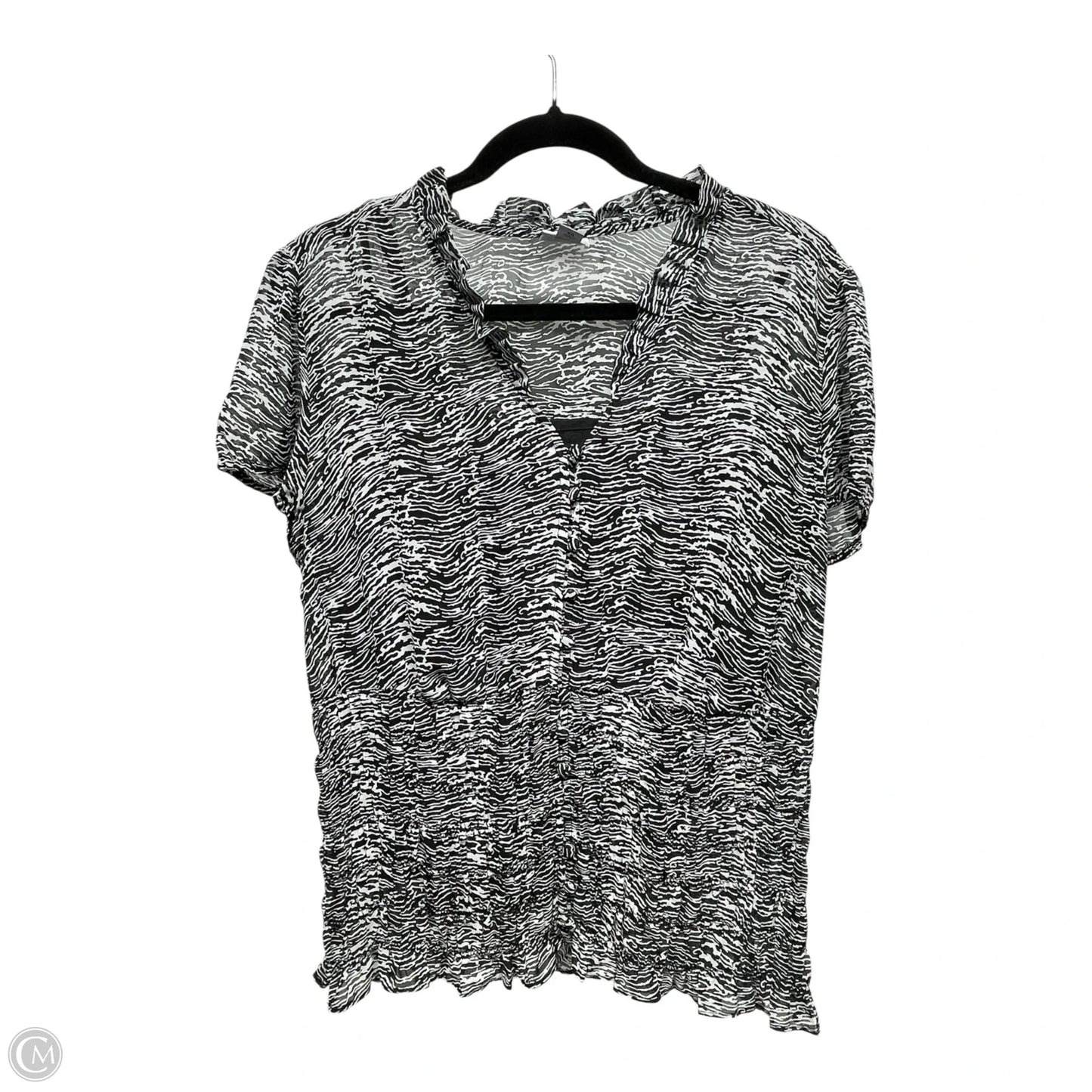 Top Short Sleeve By Worthington In Black & White, Size: Xl