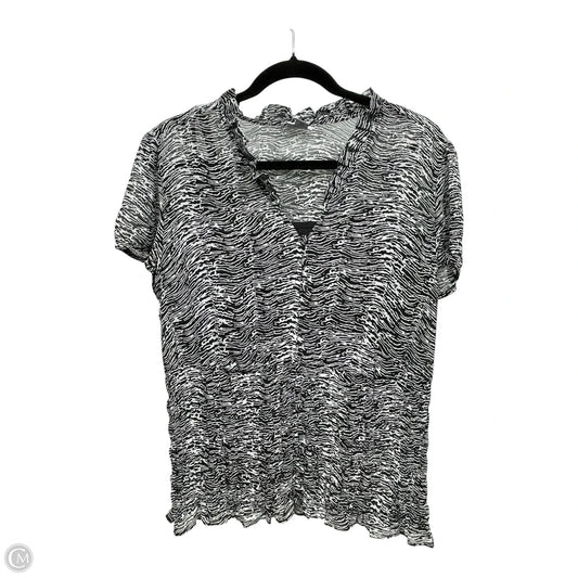 Top Short Sleeve By Worthington In Black & White, Size: Xl