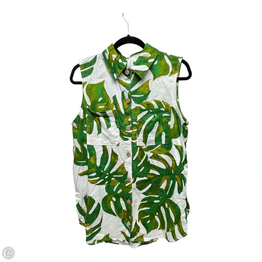 Tunic Sleeveless By Joie In Green & White, Size: M