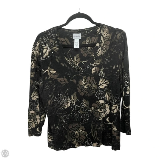 Top 3/4 Sleeve By Chicos In Floral Print, Size: M