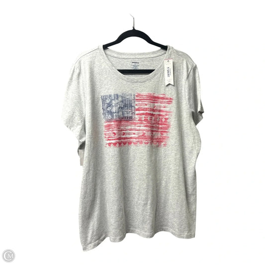 Top Short Sleeve Basic By Clothes Mentor In Grey, Size: Xxl