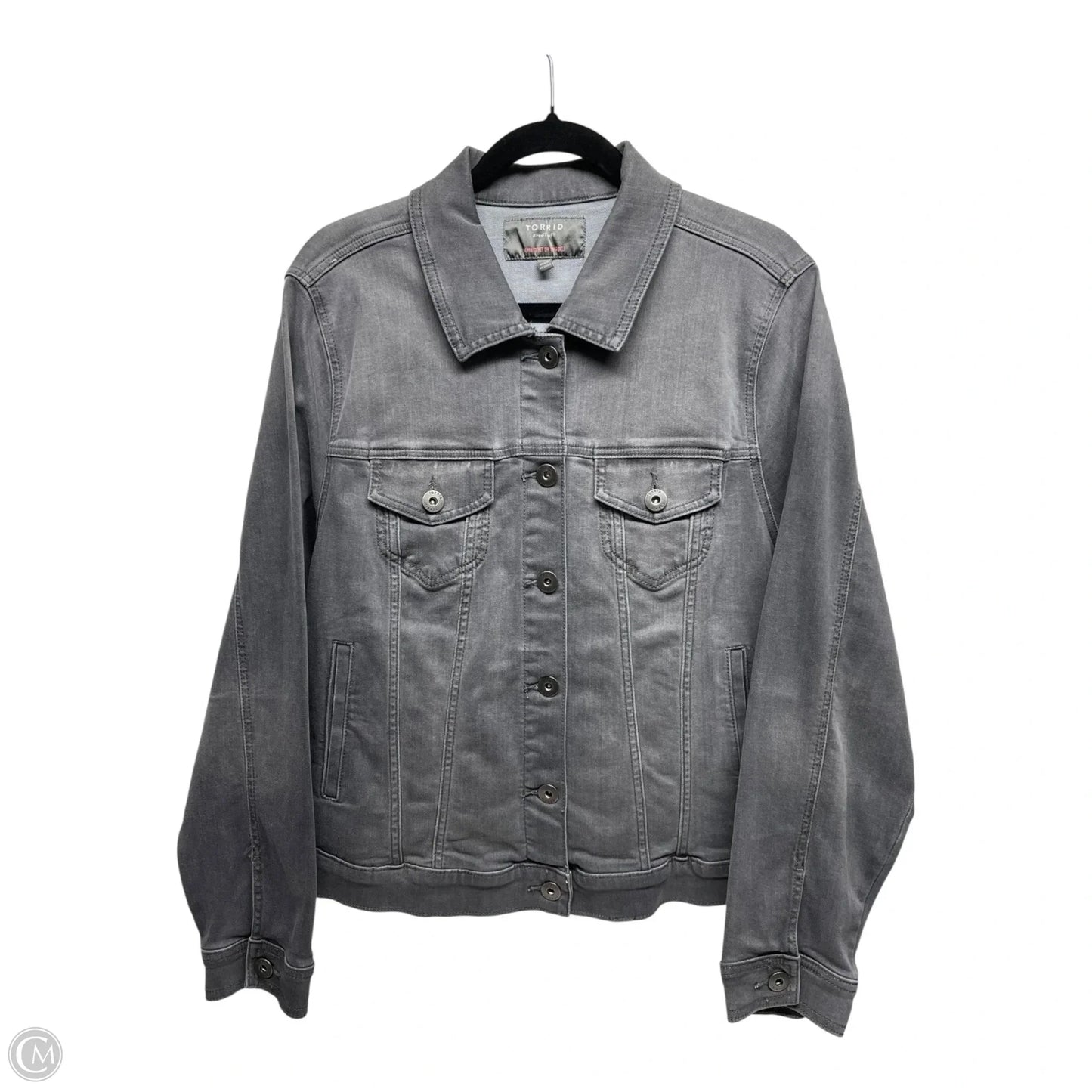 Jacket Denim By Torrid In Grey, Size: 2x