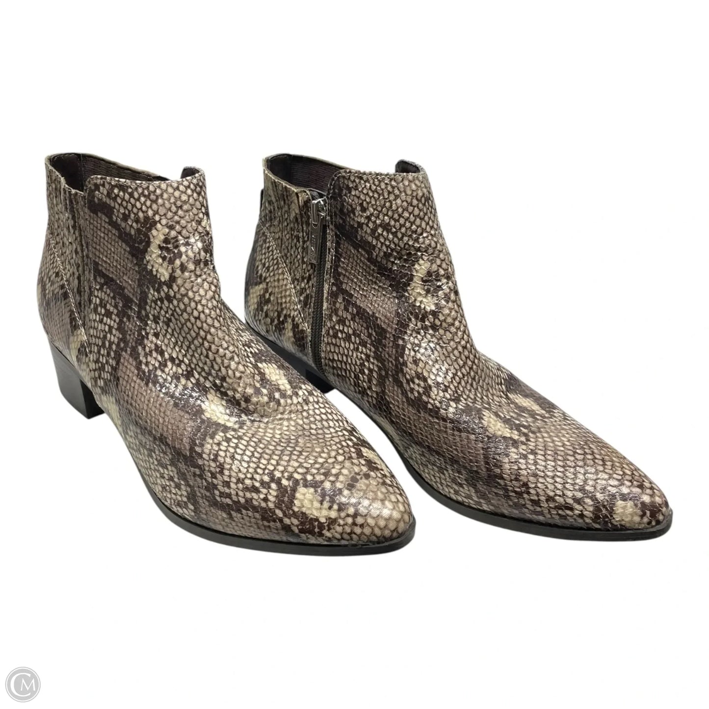 Boots Ankle Heels By Unisa In Snakeskin Print, Size: 9.5