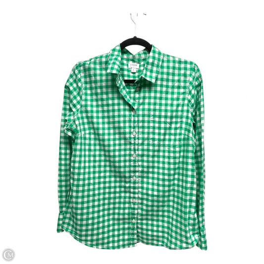 Top Long Sleeve By J. Crew In Green & White, Size: L