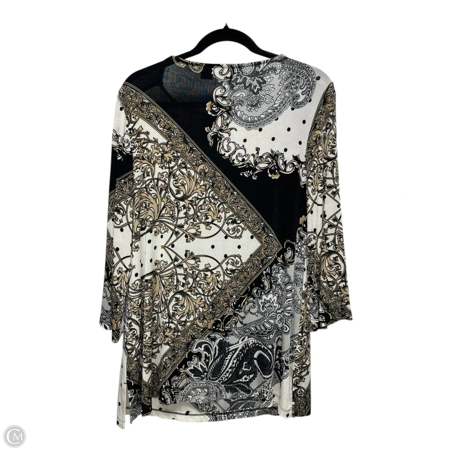 Top Long Sleeve By Chicos In Black & White, Size: M