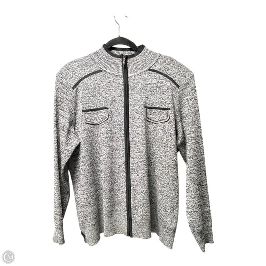 Sweater Cardigan By Misook In Black & Grey, Size: L
