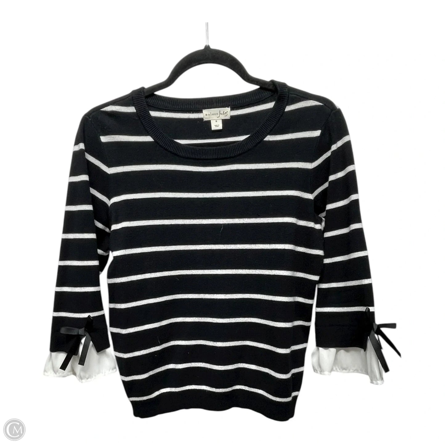 Sweater By Maison Jules In Black & White, Size: M