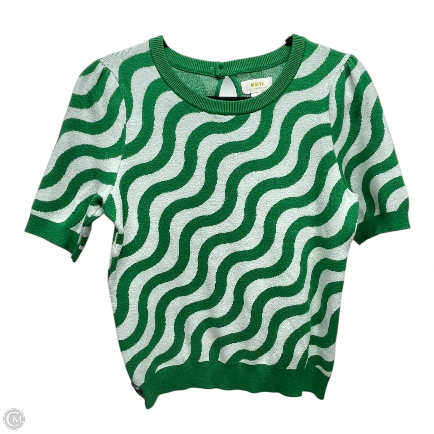 Sweater Short Sleeve By Maeve In Green & White, Size: M