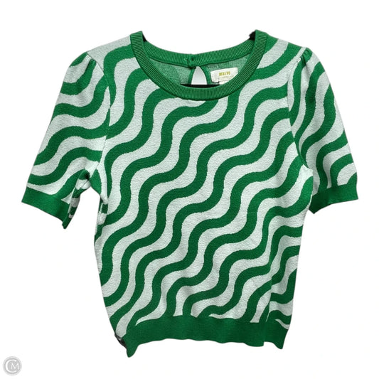 Sweater Short Sleeve By Maeve In Green & White, Size: M