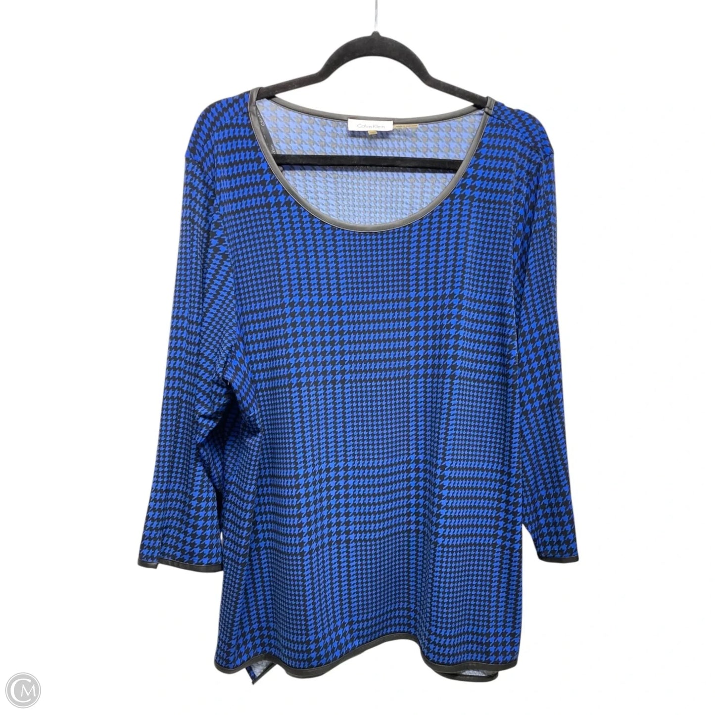Top Long Sleeve By Calvin Klein In Black & Blue, Size: 1x