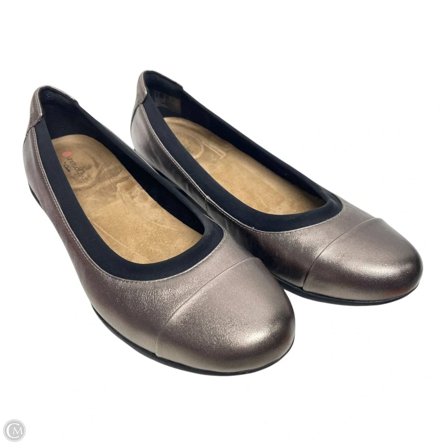 Shoes Flats By Clarks In Silver, Size: 8