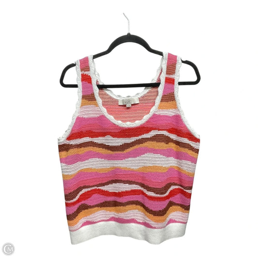 Vest Sweater By Loft In Orange & Pink, Size: M