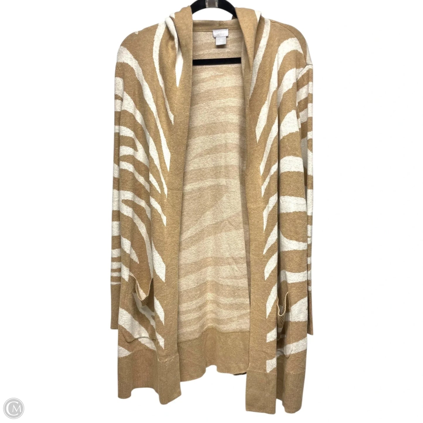 Sweater Cardigan By Chicos In Cream & Tan, Size: L
