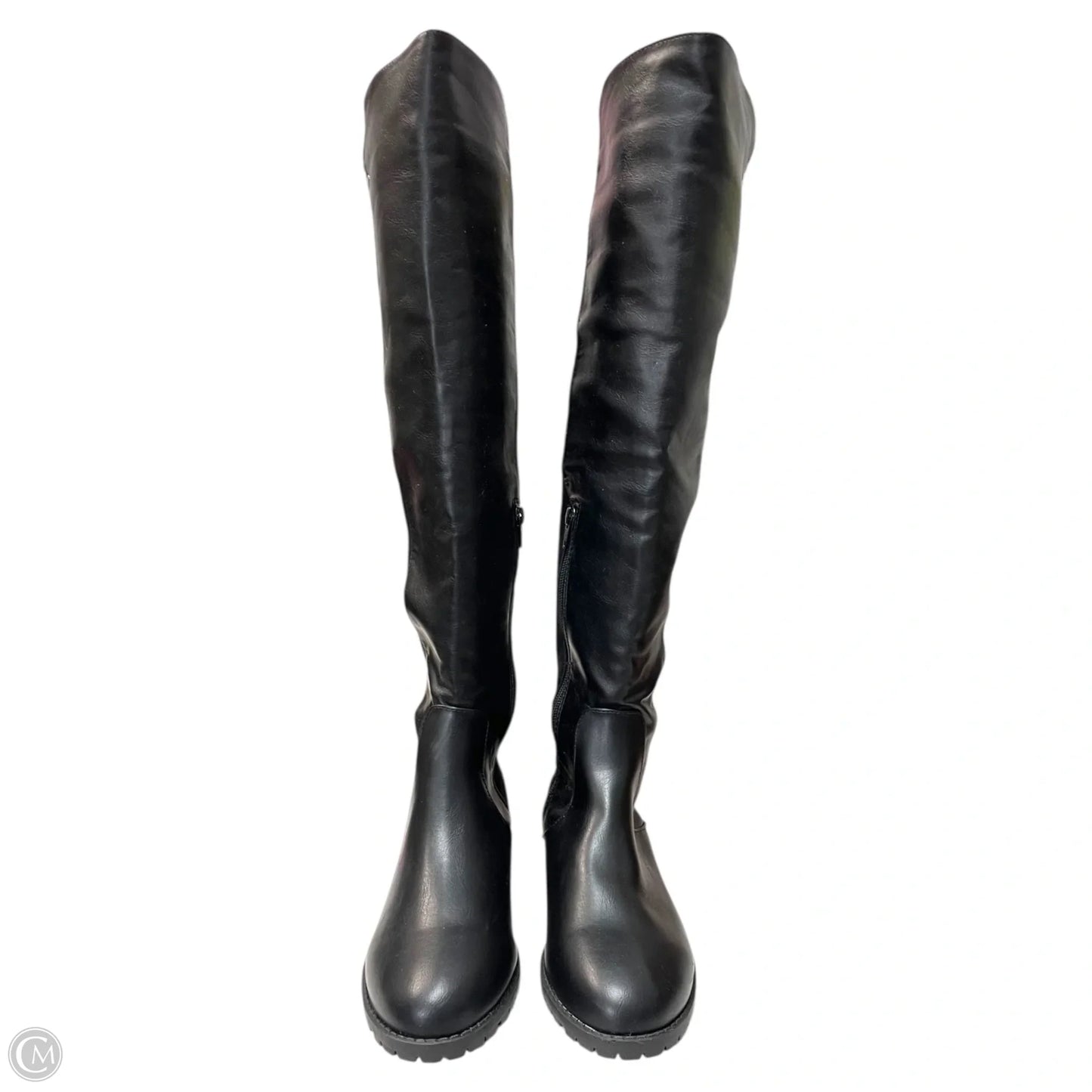 Boots Knee Flats By Clothes Mentor In Black, Size: 7.5