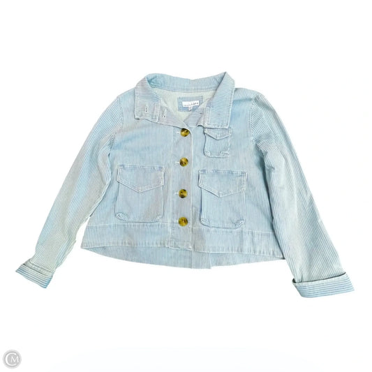 Jacket Denim By Loft In Striped Pattern, Size: M