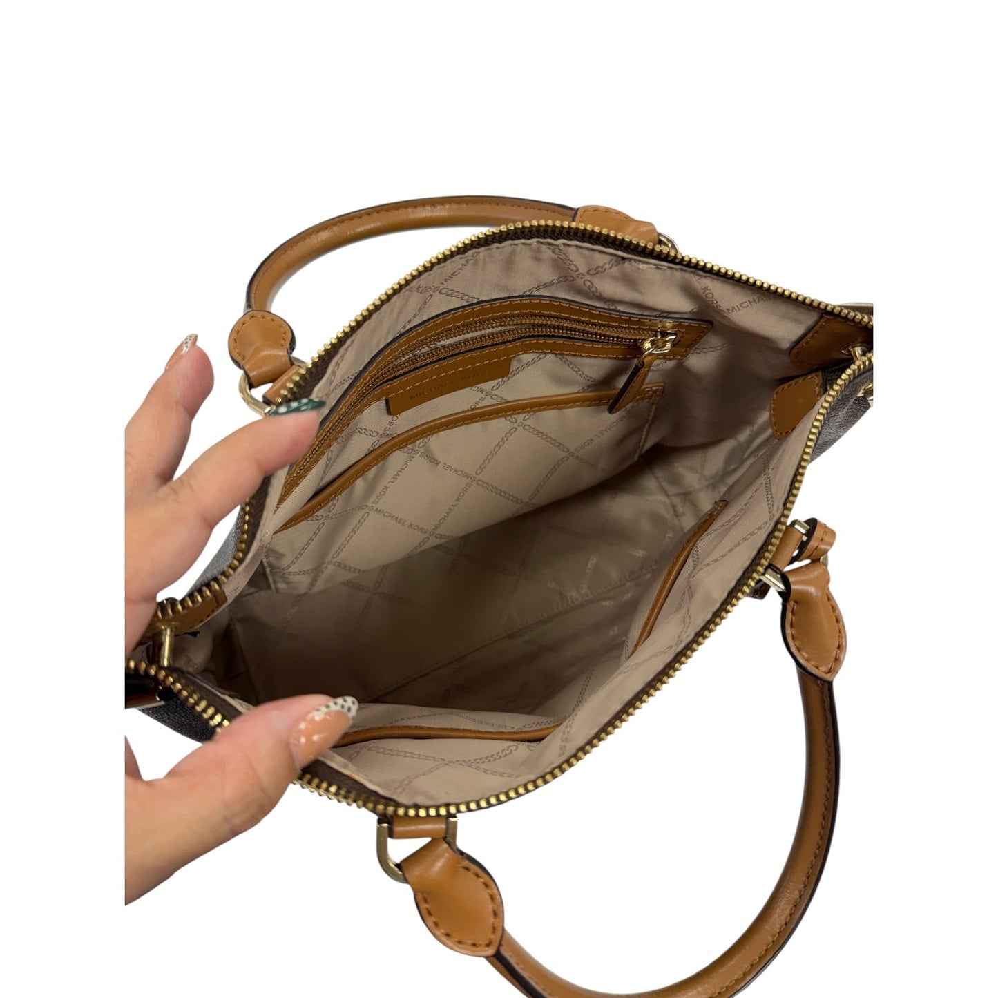 Handbag Designer By Michael Kors In Brown, Size:Medium