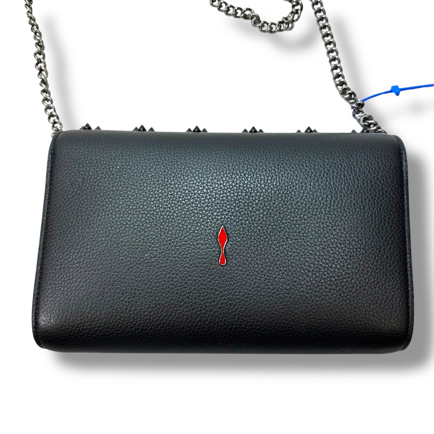 Paloma Clutch - Grained calf leather and spikes Loubinthesky - Black Crossbody Luxury Designer By Christian Louboutin, Size: Small