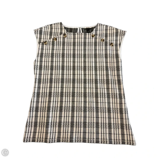 Top Sleeveless By Ann Taylor In Plaid Pattern, Size: L