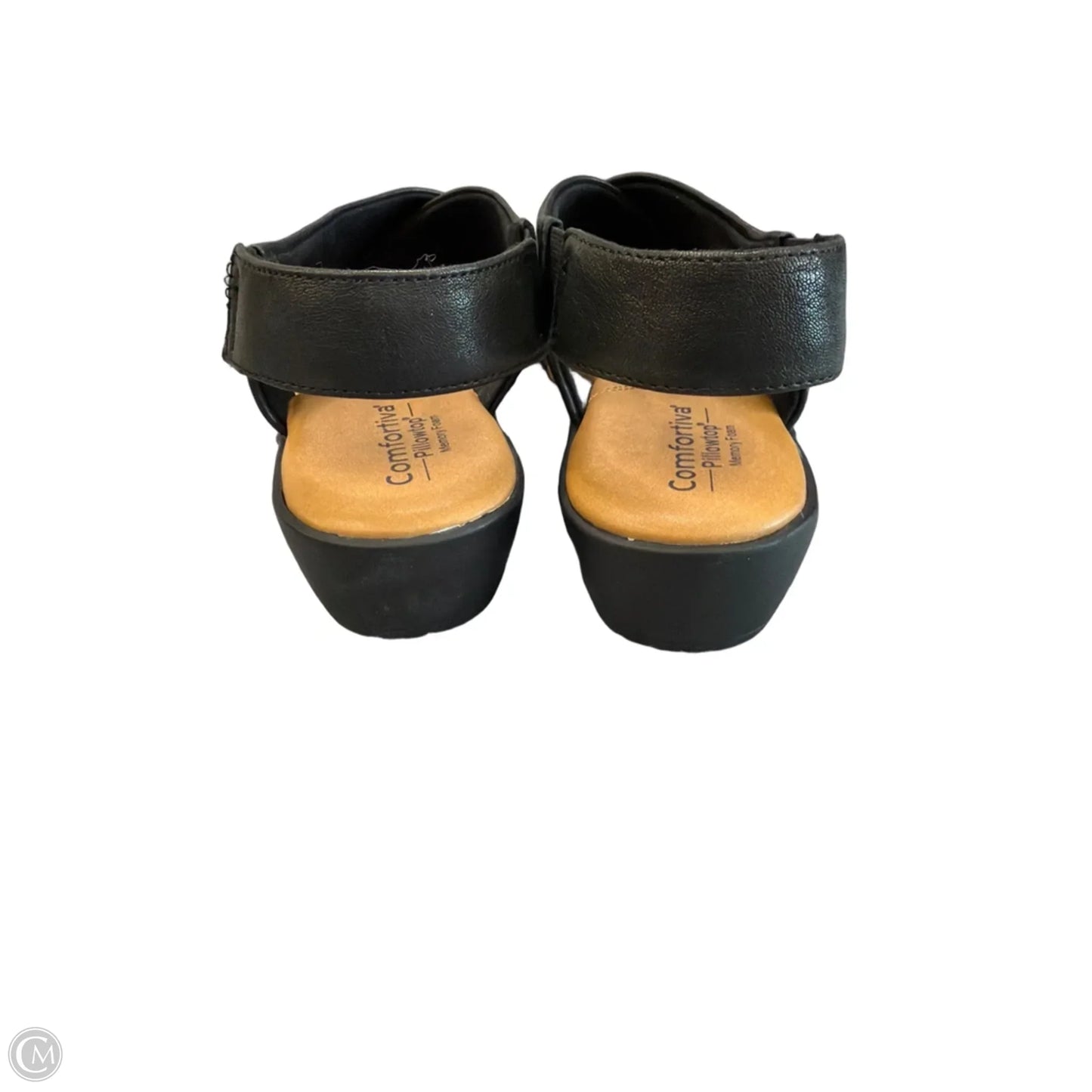Sandals Heels Wedge By Comfortiva In Black, Size: 8.5