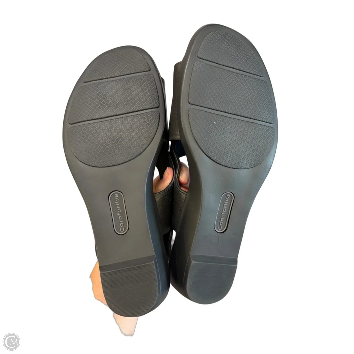 Sandals Heels Wedge By Comfortiva In Black, Size: 8.5