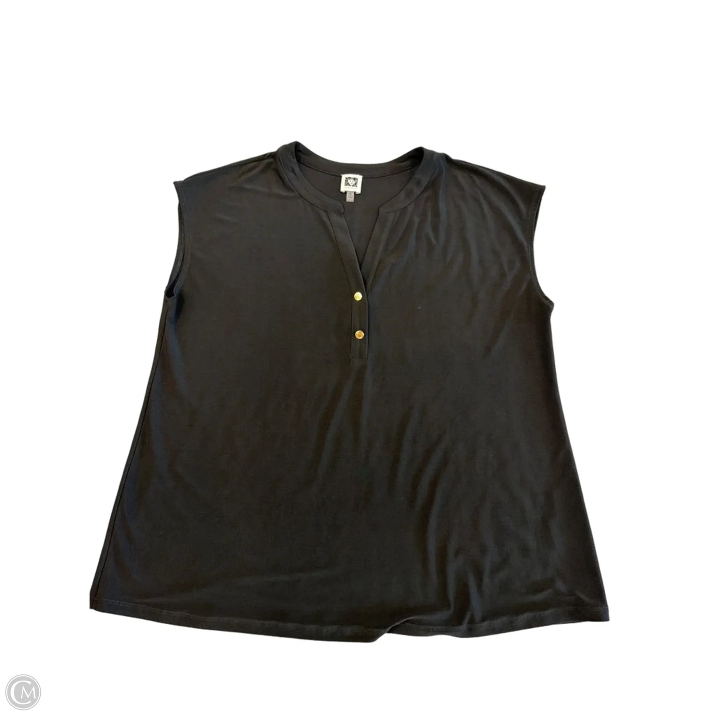 Blouse Short Sleeve By Anne Klein In Black, Size: Xl