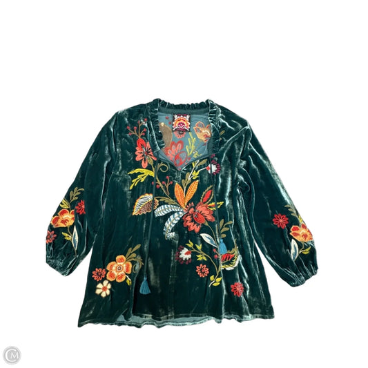 Top Long Sleeve Designer By Johnny Was In Teal, Size: S