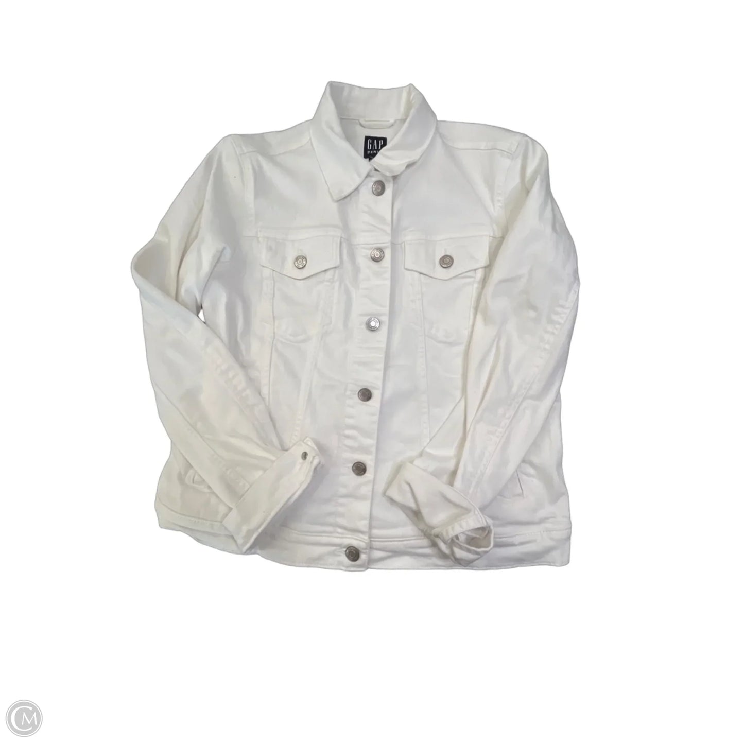 Jacket Denim By Gap In White Denim, Size: M