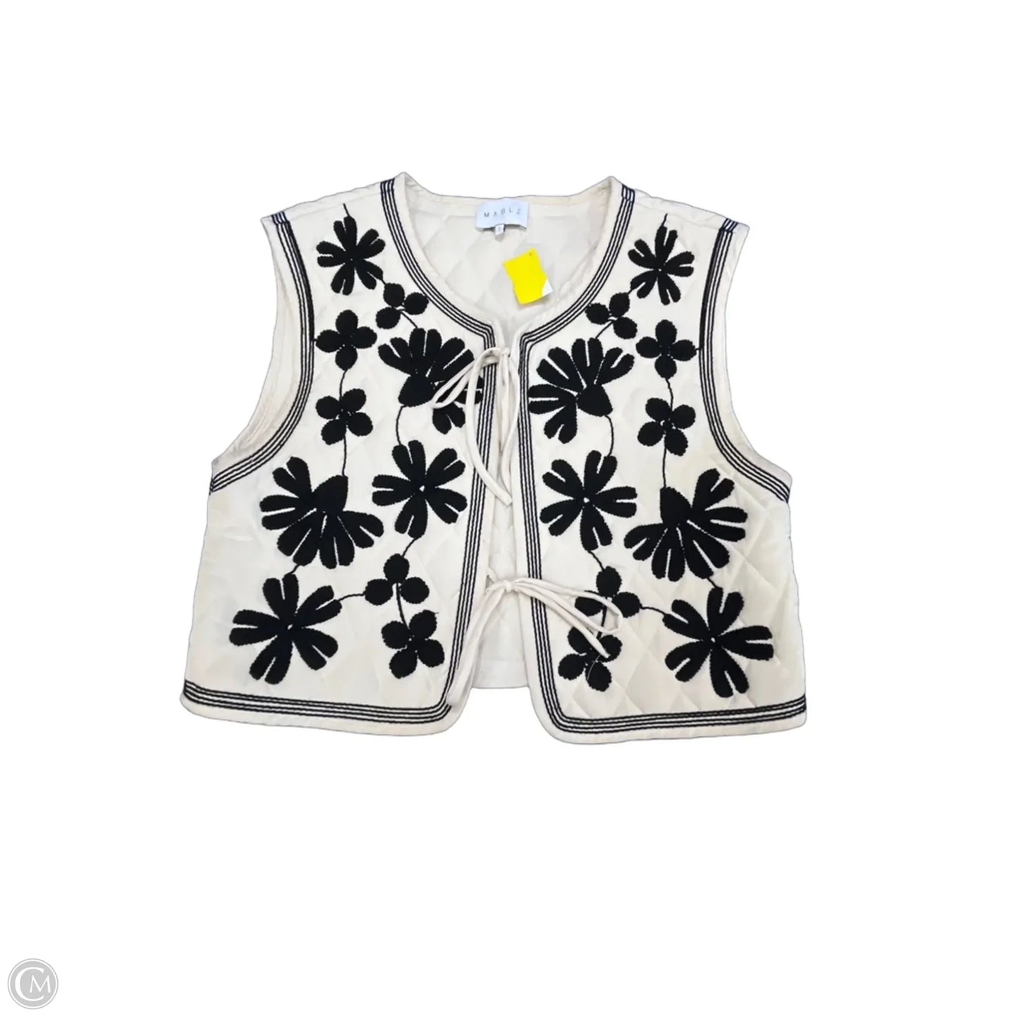 Vest Puffer & Quilted By Mable In Black & Cream, Size: L