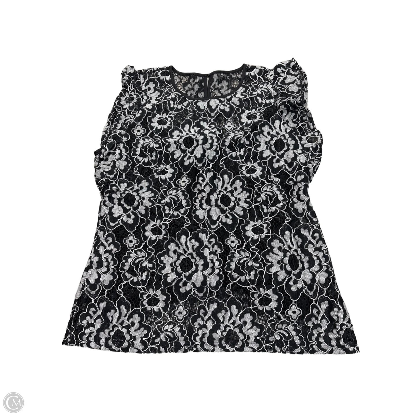 Blouse Short Sleeve By White House Black Market In Black & White, Size: M