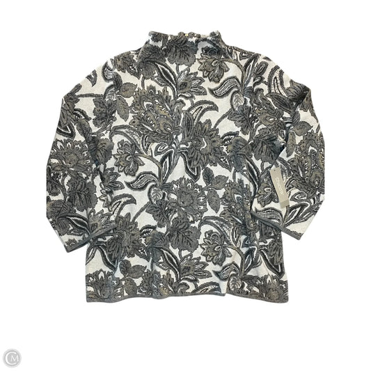 Top Long Sleeve By Chicos In Grey & White, Size: L