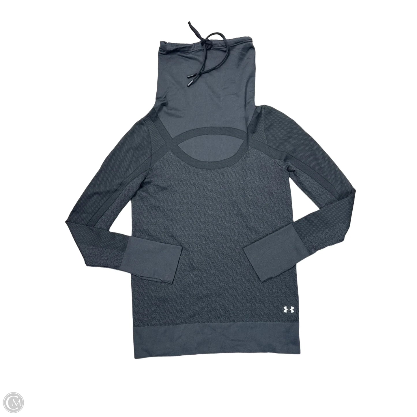 Athletic Top Long Sleeve Collar By Under Armour In Grey, Size: S