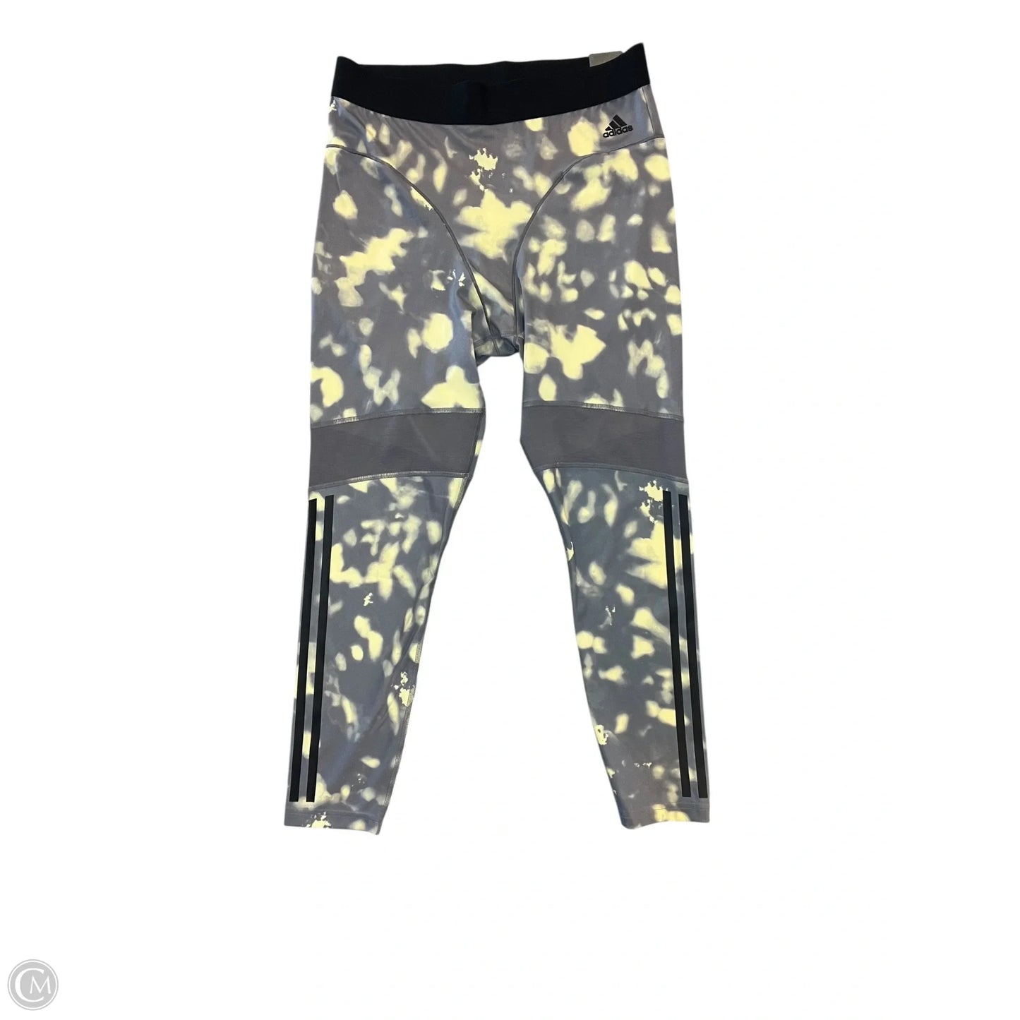 Athletic Leggings By Adidas In Grey & Yellow, Size: L